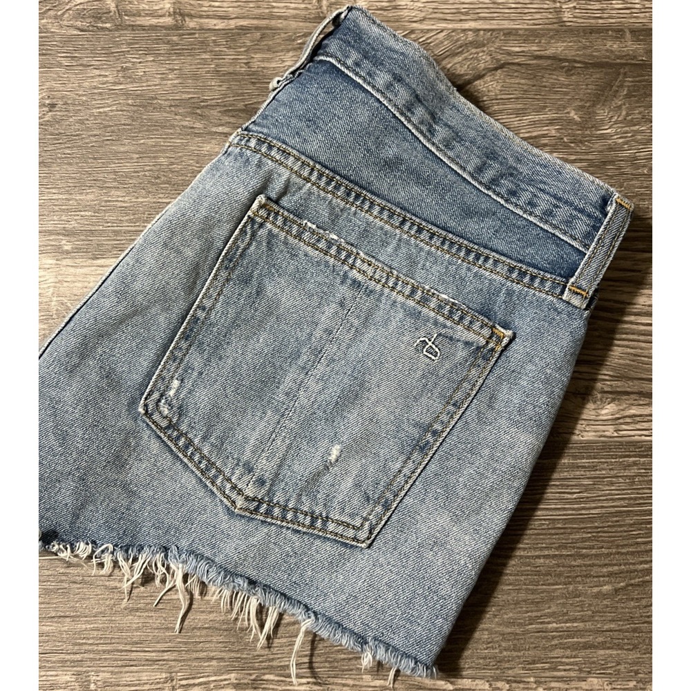 Rag & Bone Women's Cate Mid Rise Cut Off Medium Wash USA Made Short SZ 25 (30x2)